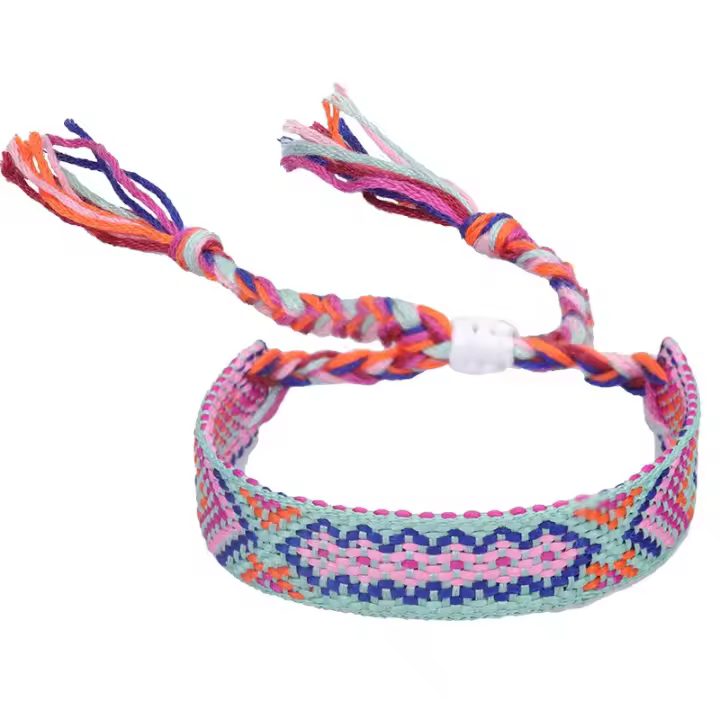 Pulsera de la Amistad tejida para hombre y mujer, brazalete de cuerda trenzada hecha a mano con borlas ajustables, 2 piezas - 1