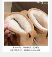 Zapatos de algodón de cuero con plataforma de tacón alto, botines cortos de terciopelo con tacón grueso, botines de tacón bajo. - details 6