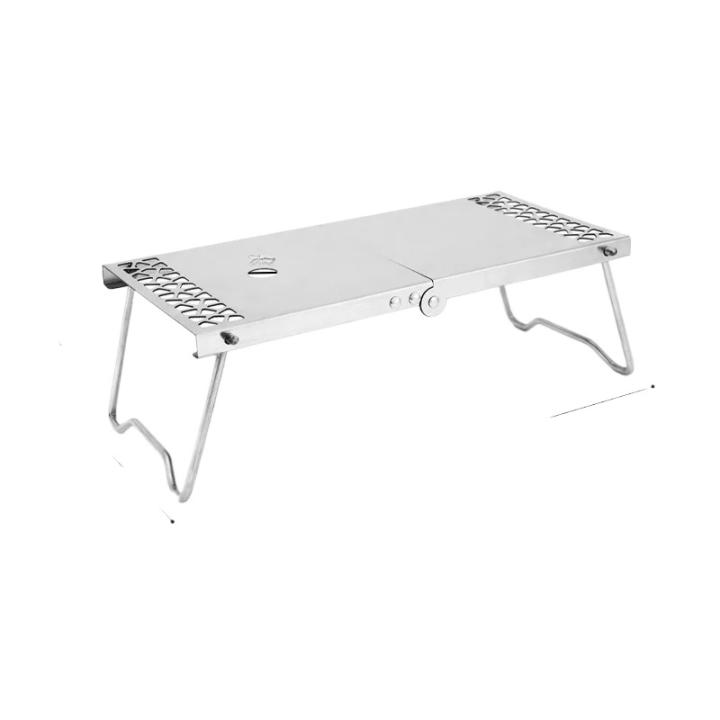 Folding Camping Stove Table Lightweight Stainless Steel, Portable Camp Table for Hiking Picnic Backpacking Cookware
