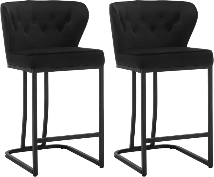 Juego de 2S Taburetes de Cocina Altos Estilo Bar con Resaldo y Reposapiés - 1