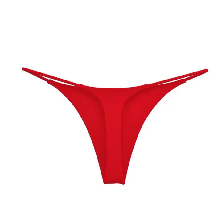 Bragas de Bikini de algodón con tiras finas de tiro bajo para mujer de talla grande tangas ropa interior de cuerdas G - 1