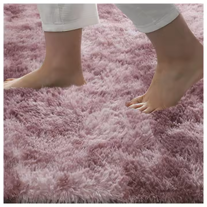 Luxurious Bed Side Plush Carpets Tie-Dyed Pink Soft Modern Bedroom Rug for Nursery Room Home Decor - 1