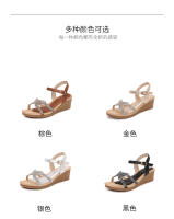 Nuevas sandalias de moda con diamantes de imitación, versión coreana, plataforma y tacón de cuña para mujer - details 4