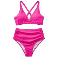 Bikini de Cintura Alta para Mujer 2024 Traje de Baño de Rayas con Cuello en V - details 37