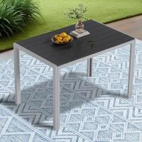 Mesa de comedor para exteriores para 6 personas, rectangular, de metal de aluminio, resistente a todo tipo de clima, mesa de patio con listones de 110x70x73 cm para terraza, patio trasero, césped y jardín - details 10