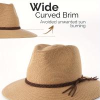 Sombrero De Playa De Paja Plegable Y Empacable Con Ala Ancha Para El Verano, Con Protección Solar UPF 50 + Estilo Panamá Fedora - details 4
