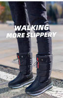 Botas de nieve de terciopelo para mujer, botas de algodón casuales gruesas de caña media cálidas antideslizantes - details 14