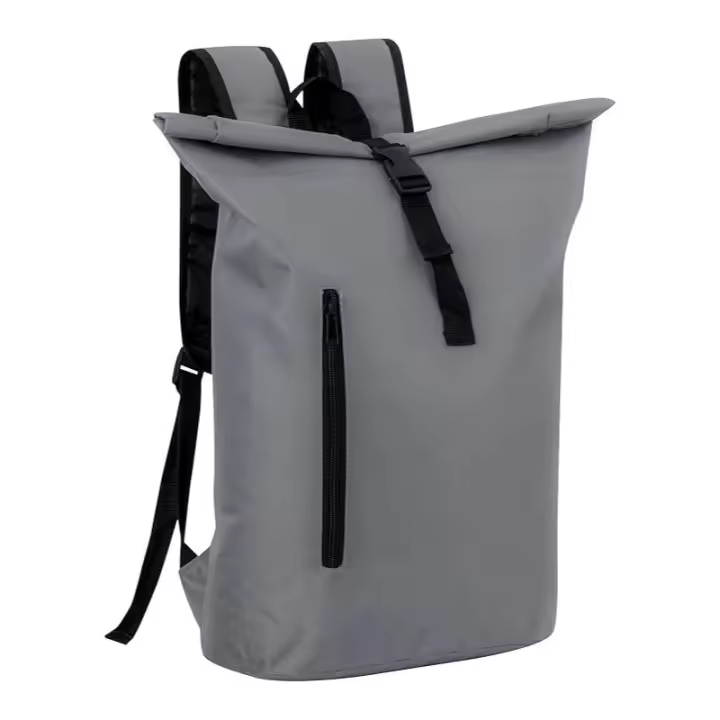 Mochila Baroni Home Rolltop de Lona, Espaciosa y Resistente con un Diseño Casual para Viajes y Uso Diario, Ligera y Cómoda, en Gris y Negro - 1
