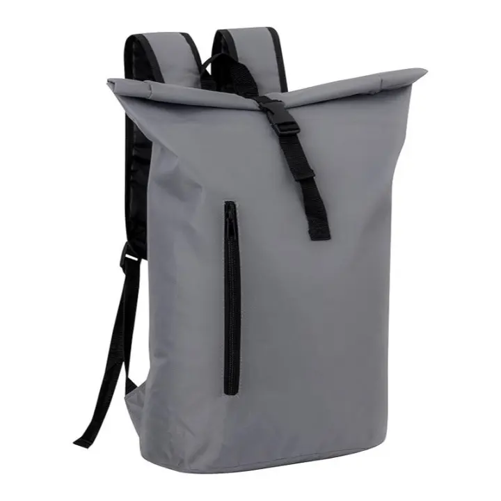 Mochila Baroni Home Rolltop de Lona, Espaciosa y Resistente con un Diseño Casual para Viajes y Uso Diario, Ligera y Cómoda, en Gris y Negro - 1