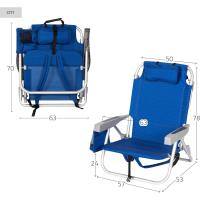 playa plegable y reclinable 5 posiciones, Silla portátil plegable 55x67,5x86cm, Incluye cojín, 1 bolsillo, 1 bolsa con cremallera y topes antivuelco, Sillas de playa - details 10