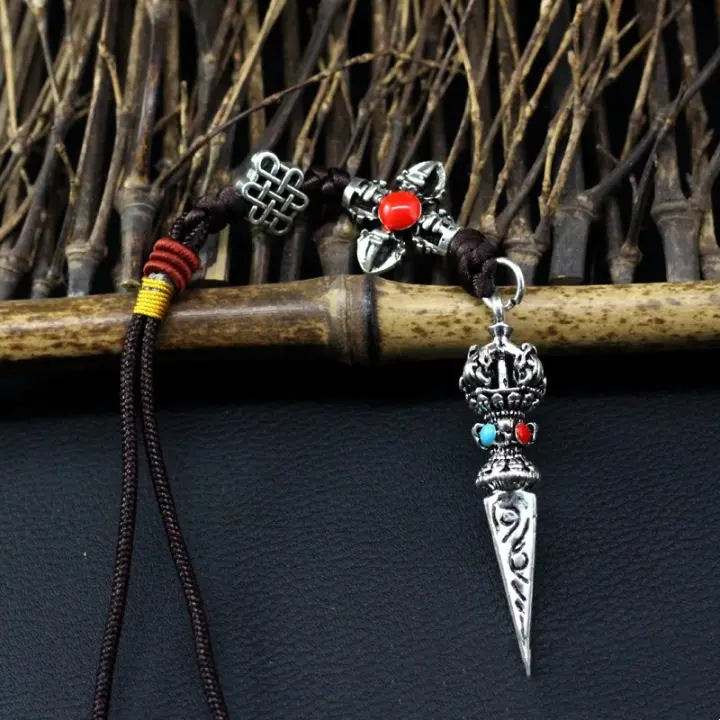 LLavero de campana de Vajra budista tibetana para hombre y mujer, colgante de joyería hecho a mano, cordón, campana de mano, cuerda tejida, colgadores de coche - 1