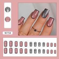 24Pcs/Box Uñas Postizas Francés Arco Iris Con Patrón De Corazón Blanco Uñas Postizas Largas Cuadradas Cubiertas De Plástico Para Manicura - details 7