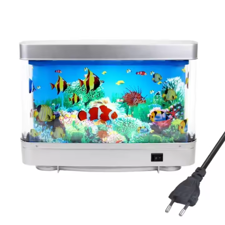 Lámpara de simulación dinámica de océano Virtual para peces ornamentales, impermeable con interruptor, lámpara de tanque de peces Artificial, plástico lindo - 1
