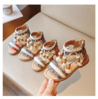 Zapatos informales bohemios para niñas, Sandalias planas con cremallera trasera, con borlas, transpirables, de verano - details 0