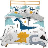 Juego de Ropa de Cama con Dinosaurios 3D para Niños Súper Grande Tapa de Cama de Dibujos Animados para Niños Soltero Cubierta de Edredón Tamaño Único - details 0
