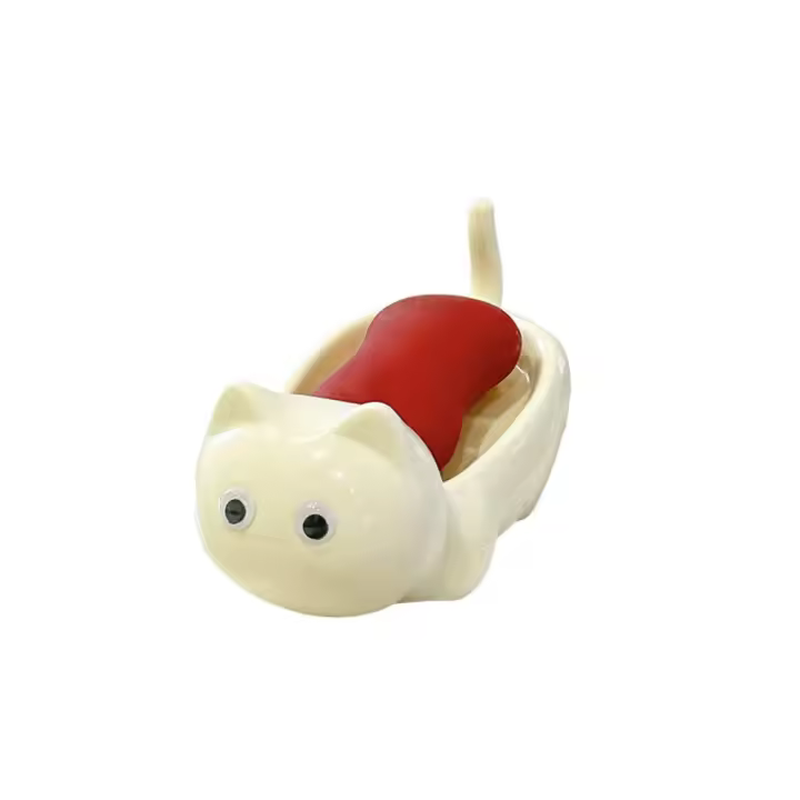 Adorno de escritorio, caja de jabón con forma de gato, estante de almacenamiento creativo exquisito, soporte multiusos para jabón, balcón - 1