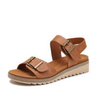 Sandalia Sandalias con cinturón para mujer, novedad de verano, tacón inclinado, estilo de hadas, prendas de vestir exteriores, zapatos romanos de moda para mujer - details 2