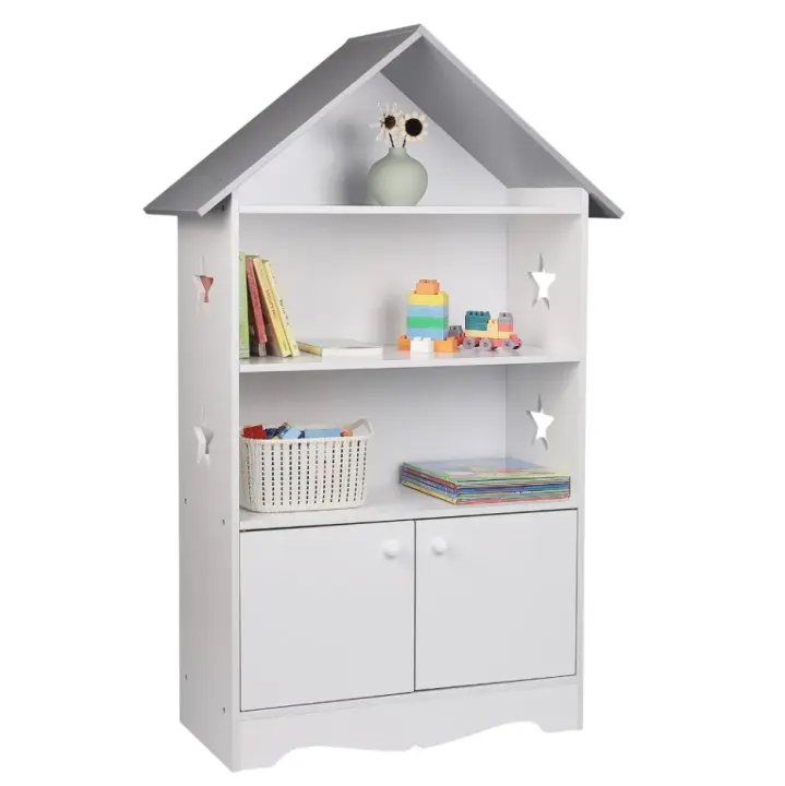 Estantería para niños, estantería para niños con puerta, estante de almacenamiento, estantería de exhibición, libros para guardería, juegos, juguetes, organizador ordenado - 1