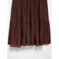 BUNO-moda de verano para mujer, nuevo vestido Midi plisado marrón con espalda descubierta y tirantes finos con cuello en V, vestidos camisola informales elegantes para mujer - details 5