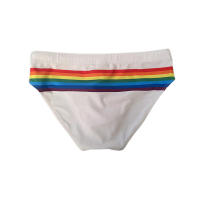 Jessborn calzoncillos de baño para hombre, bañador sexy a la moda con rayas de arcoíris, pantalones cortos de natación de cintura baja, traje de baño de entrenamiento de playa de primavera caliente - details 15