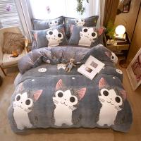 Sábana de Terciopelo Cálido Coral para Invierno con Estampado de Flor Hueso de Couette Suave y Grueso 240x220 - details 22