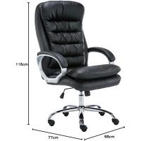 Silla De Oficina Vancouver XXL En Simil Cuero & Regulable En Altura I Silla De Escritorio Ergonómica & con Ruedas, Color:Negro - details 2