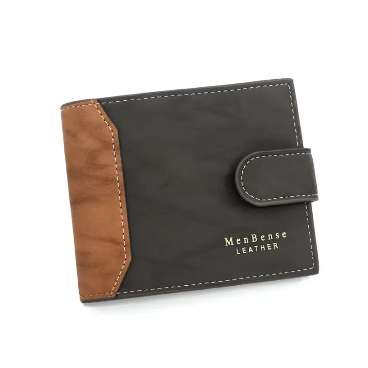Cartera de cuero PU para hombre, tarjetero de negocios negro/marrón/Café, monedero corto para hombre - 1