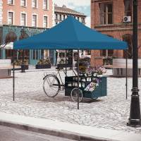 Gazebo Party Tent 3x3m con 4 paredes laterales y puerta con cremallera y ventana azul - details 6