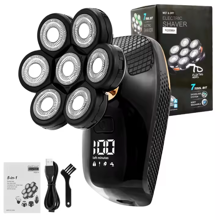 Afeitadora Eléctrica 5 en 1 Carga Recargable, Pantalla LED, Resistente al Húmedo y Seco - 1