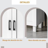 2 Puertas Estante Ajustable Base Elevada Comedor Pasillo Dormitorio Dispositivo Antivuelco 60x30x90 cm Blanco - details 14