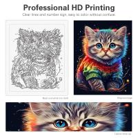 RUOPOTY Pintura al número 40x50cm Marco DIY para adultos principiantes Kit de arte de pared con gato perro imagen en números para decoración del hogar Material de lona estilo abstracto - details 0