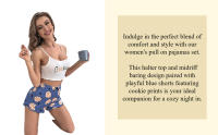 Conjunto de pijama para mujer, Tops blancos con cuello Halter y pantalones cortos azules, ropa de dormir para el hogar, traje para dormir - details 4