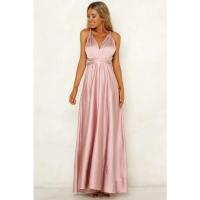 Vestido largo de seda de Color sólido profundo de Amazon, vestido de noche sin mangas de nuevo estilo de verano para mujer para banquetes - details 16