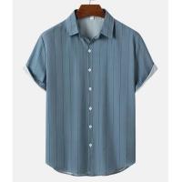 Moda a rayas para hombre 3d, estilo festivo, manga corta, camisa extragrande, ropa informal para playa, calle, suéter de fiesta - details 4