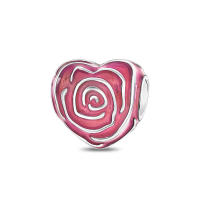 Colgante de plata con cuentas de corazón rosa, pulsera para hacer joyas, regalo del día de San Valentín - details 0