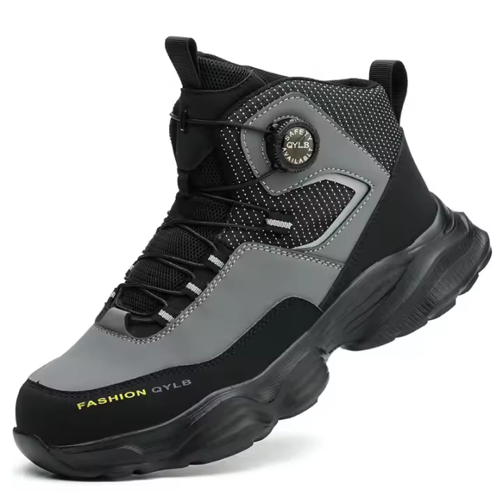 Zapatos de seguridad con botón giratorio para hombre, calzado de trabajo impermeable, botas de construcción con tiras reflectantes, punta de acero, talla 48, Invierno - 1