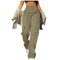 Pantalones Harajuku de lino y algodón, pantalones de pierna ancha de cintura alta de sarga elástica, ropa informal de pierna recta Chino Y2k, moda 2024 - details 5