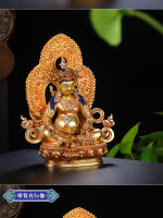 Estatua Huang Ornam, exquisita imitación de latón de la plataforma de Buda del budismo esotérico tibetano nepalí, Dios Caishen dorado - details 8