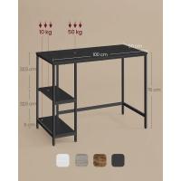 Escritorio con 2 Estantes a la Izquierda o a la Derecha, Mesa de Trabajo, para Salón Oficina, Estructura de Acero, Industrial, Marrón Rústico y Negro Tinta LWD55X - details 25