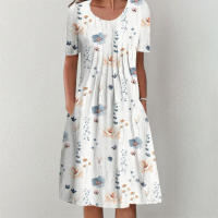 Vestido elegante para mujer, vestido informal con temperamento, vestidos sueltos de manga corta para mujer, vacaciones de fin de semana - details 4
