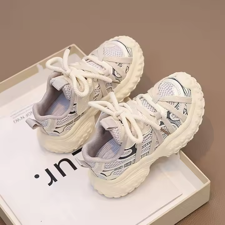 Zapatos deportivos para niños y niñas, zapatillas informales con cordones, malla de aire transpirable, otoño e invierno, 2024 - 1