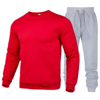Traje deportivo informal de dos piezas para hombre y mujer, sudadera con cuello redondo, pantalones de otoño, Color sólido - details 4