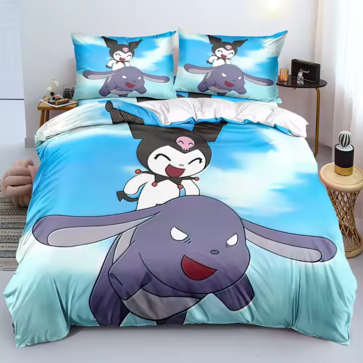 Conjunto de Ropa de Cama de Dibujos Animados 3D para Niñas Funda de Edredón de Microfibra Suave con Funda de Almohada Ideal para Niños y Adolescentes - 1