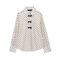 OUWU- Camisas De Lunares Para Mujer, Blusas De Gasa Con Lazo Blanco Para Mujer, Camisas Y Blusas Semitransparentes Con Botones Para Mujer, Tops De Manga Larga - details 1