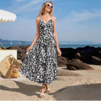 Verano nuevo vestido estampado sin mangas para mujer - details 6