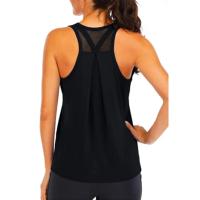 Top deportivo para mujer Camiseta sin mangas de malla para yoga Ropa de gimnasio con espalda cruzada - details 0