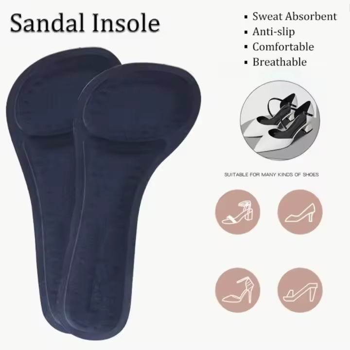 Plantillas de sandalias de gamuza absorbentes para el sudor, plantillas antideslizantes y transpirables para mujer, plantillas de tacón alto, almohadillas suaves para zapatos de sudor de siete puntos para mujer - 1