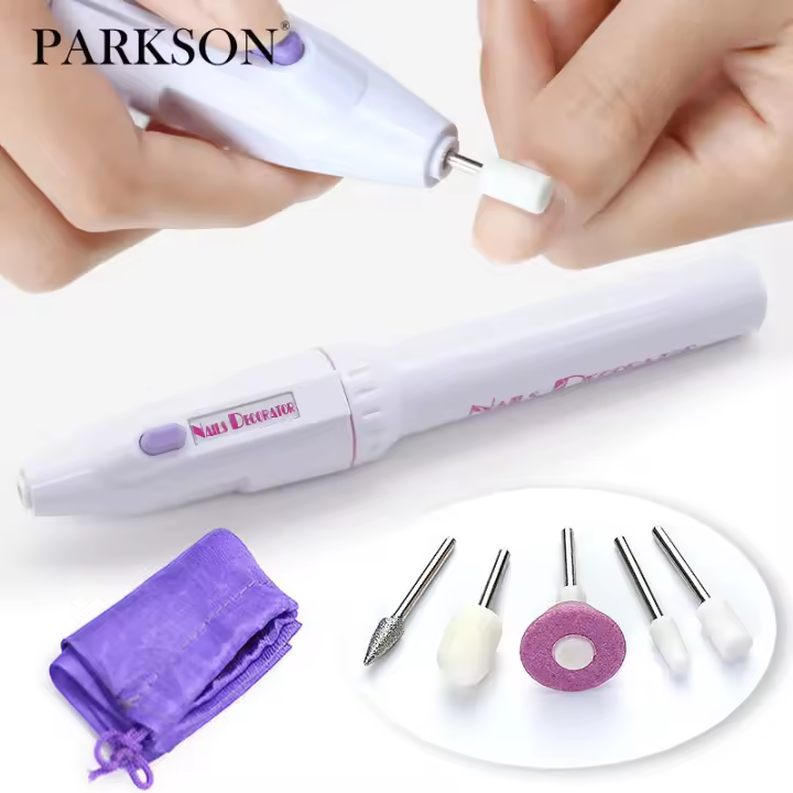 Mini Kit de taladro eléctrico profesional para uñas, batería, pulidora exfoliante, lima de uñas, pluma, máquina de molienda, herramienta para uñas - 1