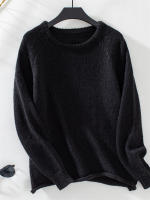 Jersey informal de cuello redondo para mujer, Jersey holgado de punto de manga larga, Tops de otoño e invierno, 2024 - details 9