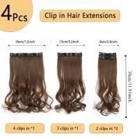 Extensiones de cabello con Clip de 12 pulgadas, 4 Uds., coletas, cabello ondulado corto y rizado sin costuras, postizos gruesos invisibles esponjosos ombré - details 0